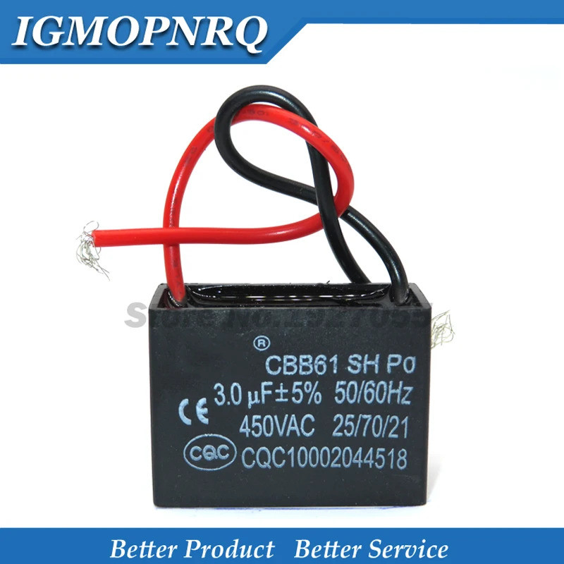 5 ชิ้นจัดส่งฟรี CBB61 3uf เริ่มต้นความจุ AC พัดลมตัวเก็บประจุ 3uf 450V CBB มอเตอร์ Run Capacitor ใหม