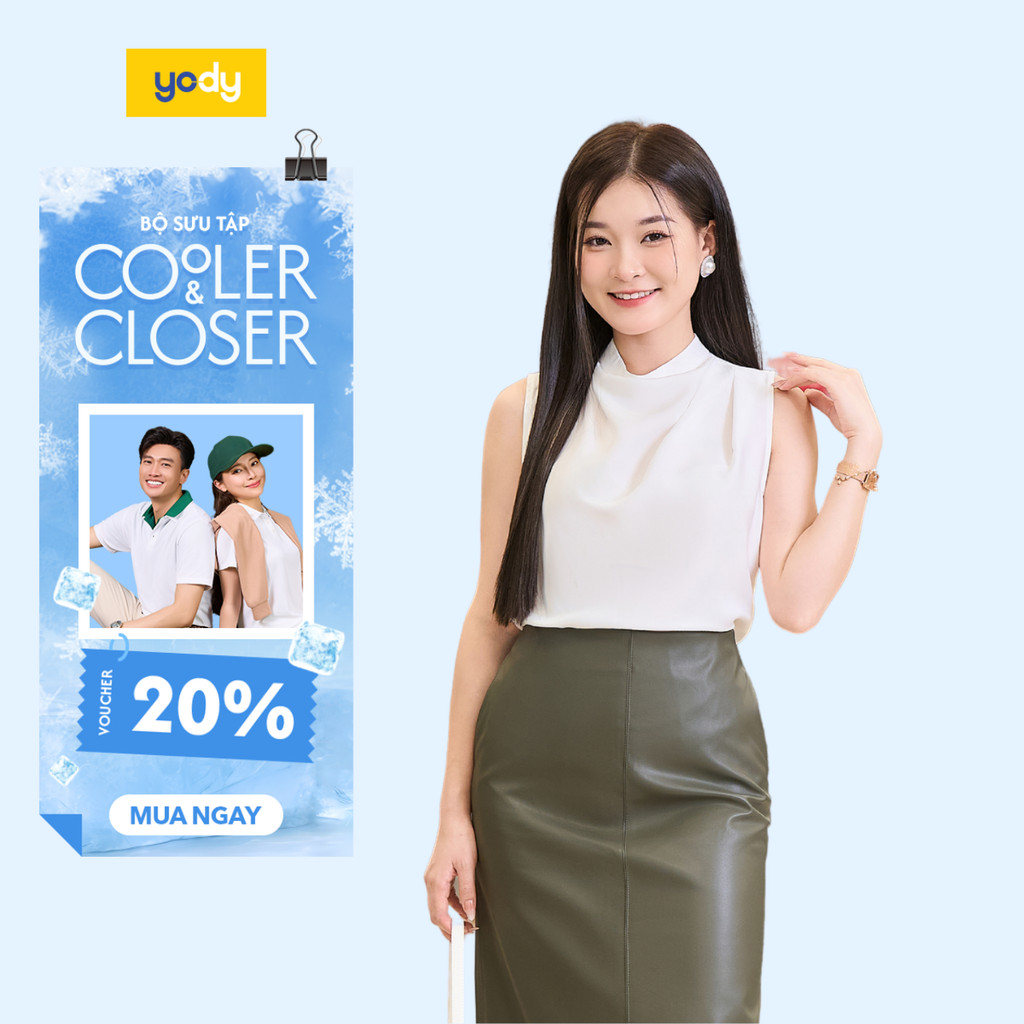 YODY เสื้อเชิ้ตแขนสั้นผู้หญิงคอเต่าปิดไหล่ SCN7215