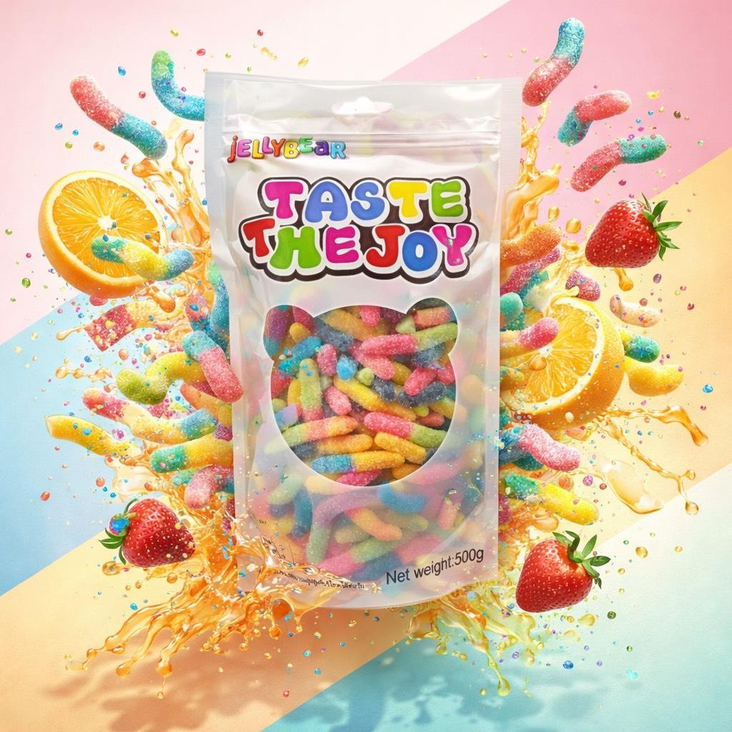ขนมเยลลี่ตัวหนอน เยลลี่น้ำแข็ง ขนาด 500 กรัม ตราJELLYBEAR หอม อร่อย (พร้อมส่ง)