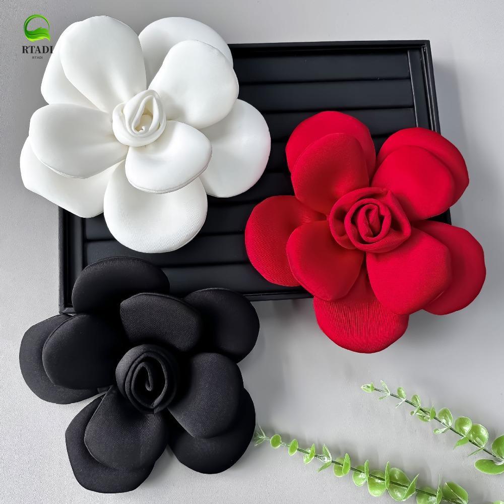 RTADI 22 ซม.เข็มกลัด Camellia, 3D Soft ดอกไม้ขนาดใหญ่ Corsage, Pin Handmade ประณีต Elegant อย่างเป็นทางการชุด Badge หญิง