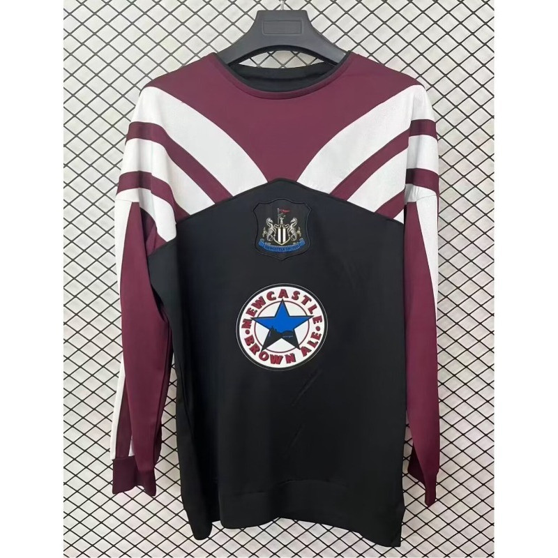 แขนยาว; 1996/97 Newcastle เสื้อฟุตบอลคอกลมย้อนยุค S-XXL เสื้อกีฬาแขนสั้นแห้งเร็ว AA