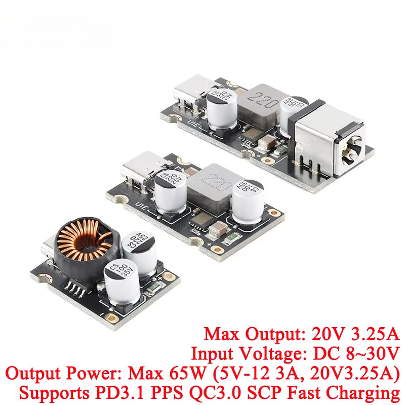 PD65W 65W Fast Charger โมดูล DC 8-30V Buck ขั้นตอนลง Type-C รองรับ PD3.1 PPS QC3.0 SCP Full Protocol