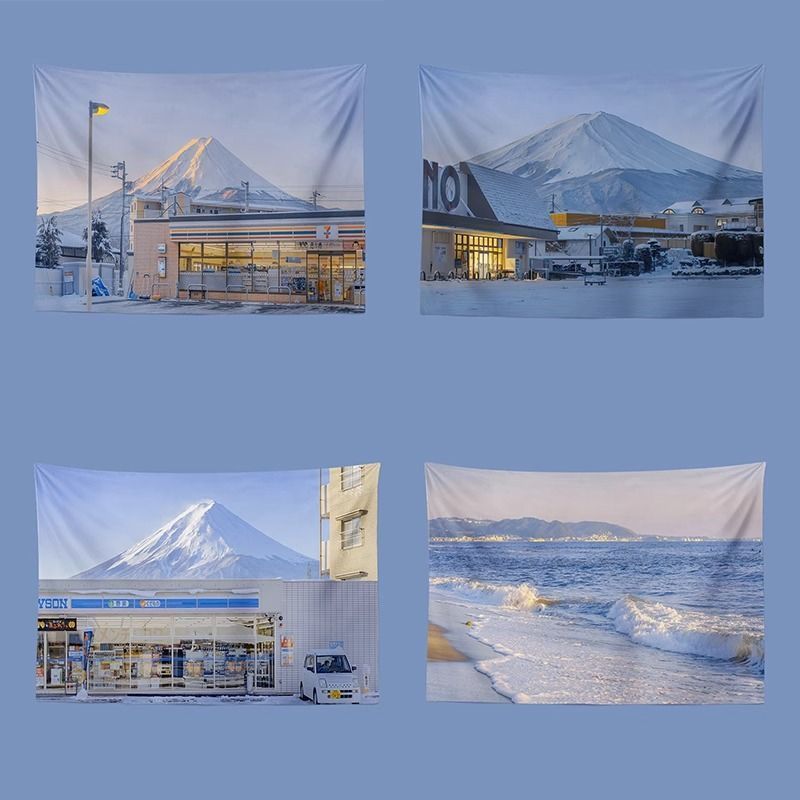 富士山下背景布风景卧室装饰墙布房间卧室宿舍布置挂布直播布20260407Mount Fuji Backdrop Fabric, Landscape Bedroom Decoration Wall Cl