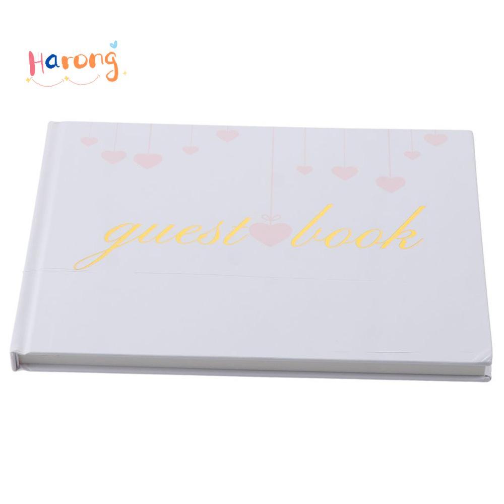 หนังสือเกสต์ HARONG, 24.3*18.4 CM Paper Wedding Guest Book, Delicate Pink/Black/White Guest Recordin