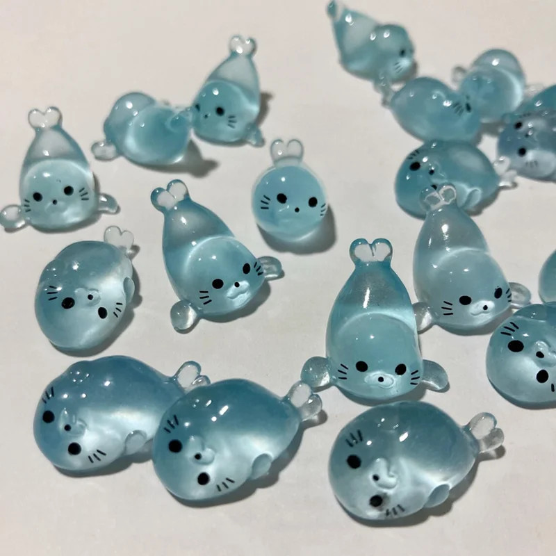 10/20 ชิ้น Glow in The Dark Mini Seal ตุ๊กตา, เรซิ่นสัตว์ทะเล Miniatures, 4 รูปแบบสําหรับ DIY Craft อุปกรณ์ตกแต่งบ้าน