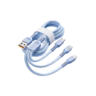 สายชาร์จ 3in1 100W ชาร์จเร็ว USB to Type-C + L + Micro USB สายชาร์จ 3 หัว สำหรับ iPhone Android และอุปกรณ์ Type-C