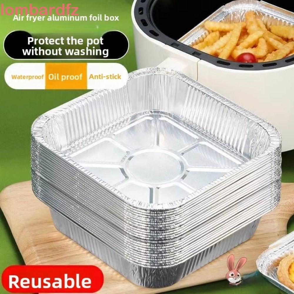 LOMBARD 30 ชิ้นถาดอบอลูมิเนียมฟอยล์, 6/7/8/9 นิ้ว Non-Stick Air Fryer กระทะ, กระทะฟอยล์สแควร์น้ํามันหลักฐานเกรดอาหารชามอลูมิเนียมฟอยล์ใช้ในบ้าน