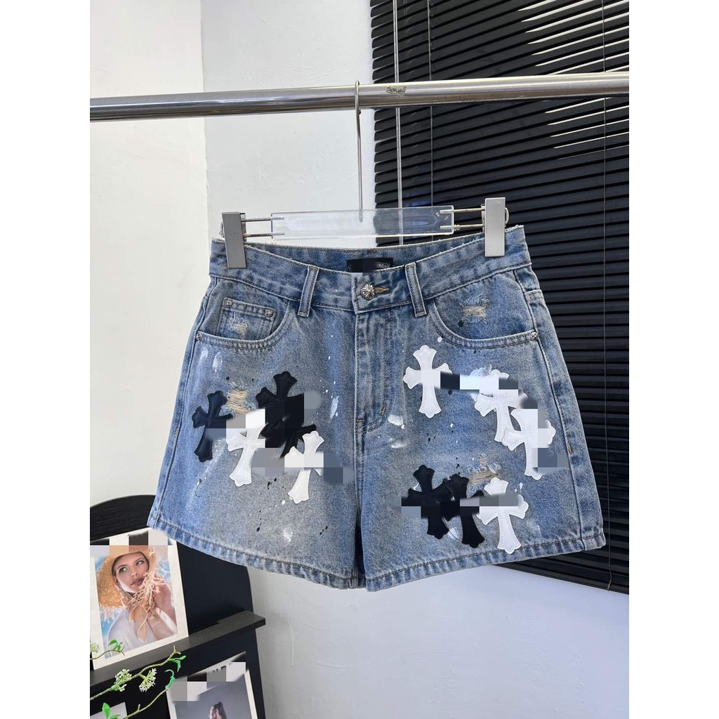 8FIU Chrome Hearts New women's cross-print leather shorts
