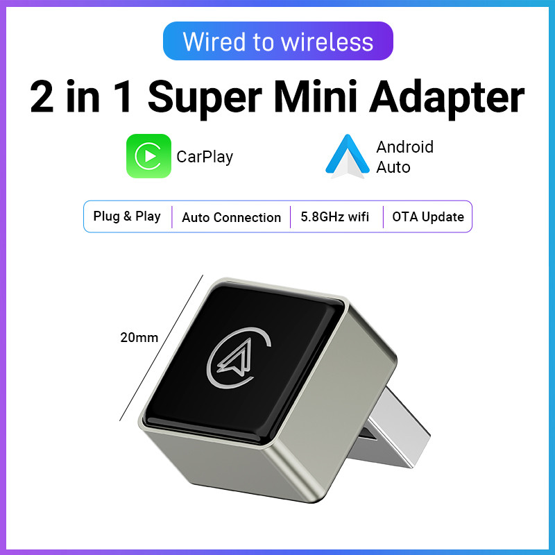 【COD】XUDA 2026 ใหม่แบบมีสายไร้สาย CarPlay และ Android Auto 2 in 1 Mini Adapter