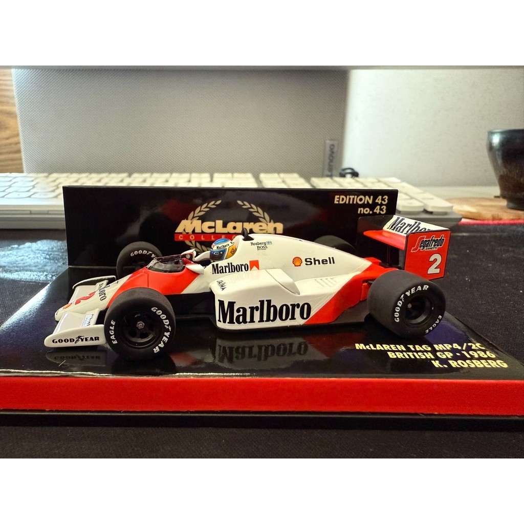มินิตัด 1/43 mclaren Fleet mclaren tag mp4/2C Rosborg 1986 Race Season UK Station, Marlboro signal L