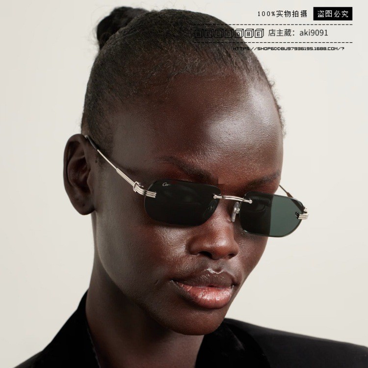 Q7RU Ca---er Frameless polygonal sunglasses for women, fashionable metal sunglasses ct0577