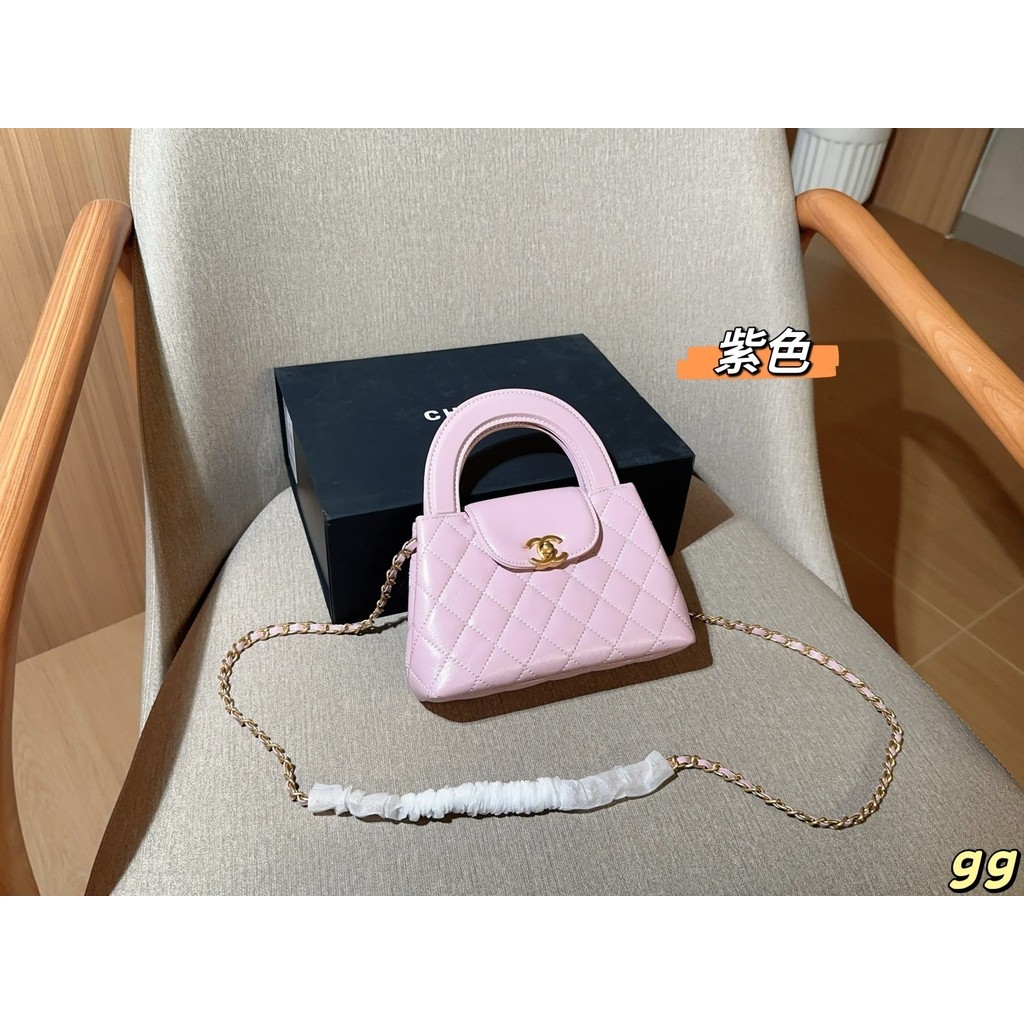 ((จัดส่ง 48 ชั่วโมง) 23k kelly kelly Bag kelly Bag Portable Diamond Chain Bag 19 x 12 x 6