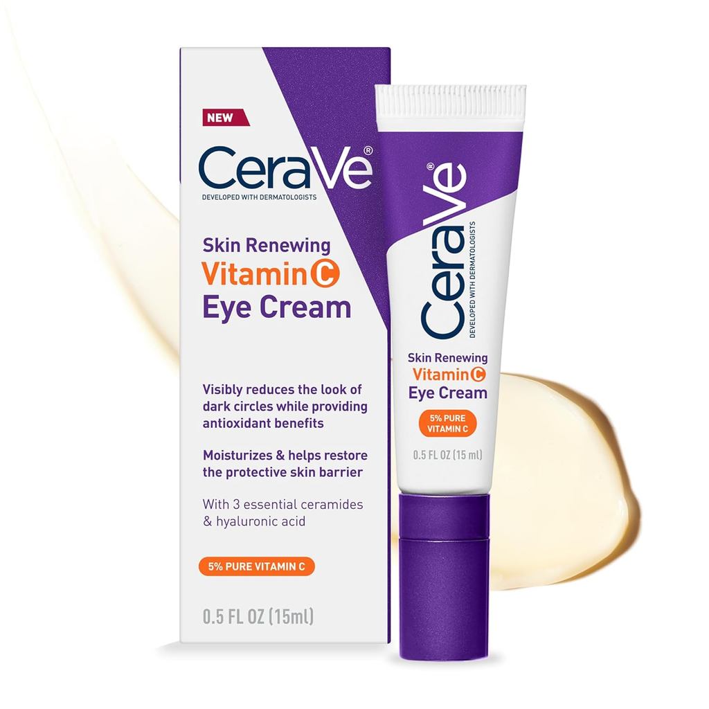 CeraVe Skin Renewal Vitamin C Eye Cream, Vitamin C, Hyaluronic Acid, Crystalamide and Caffeine, Unde