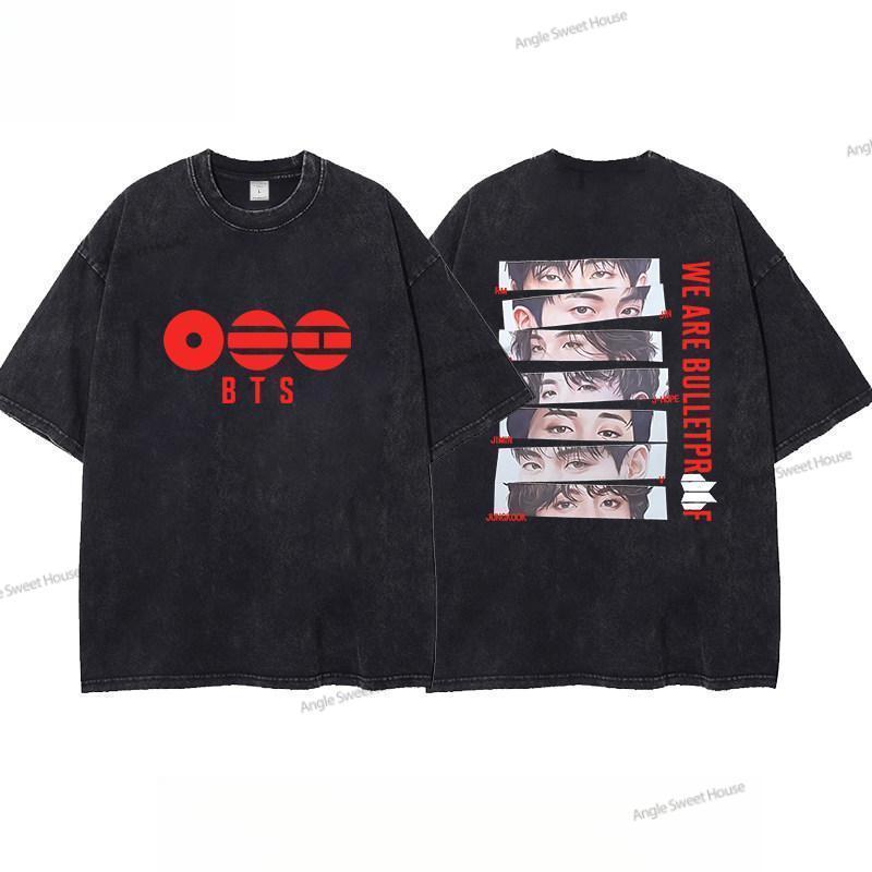 (จัดส่งตลอด 24 ชั่วโมง）Angle Official เสื้อยืดโอเวอร์ไซส์ใส่ได้ทั้งชายหญิง ผ้าซักทำเก่า พิมพ์ทั้งหน้าและหลัง แฟชั่นสต T2