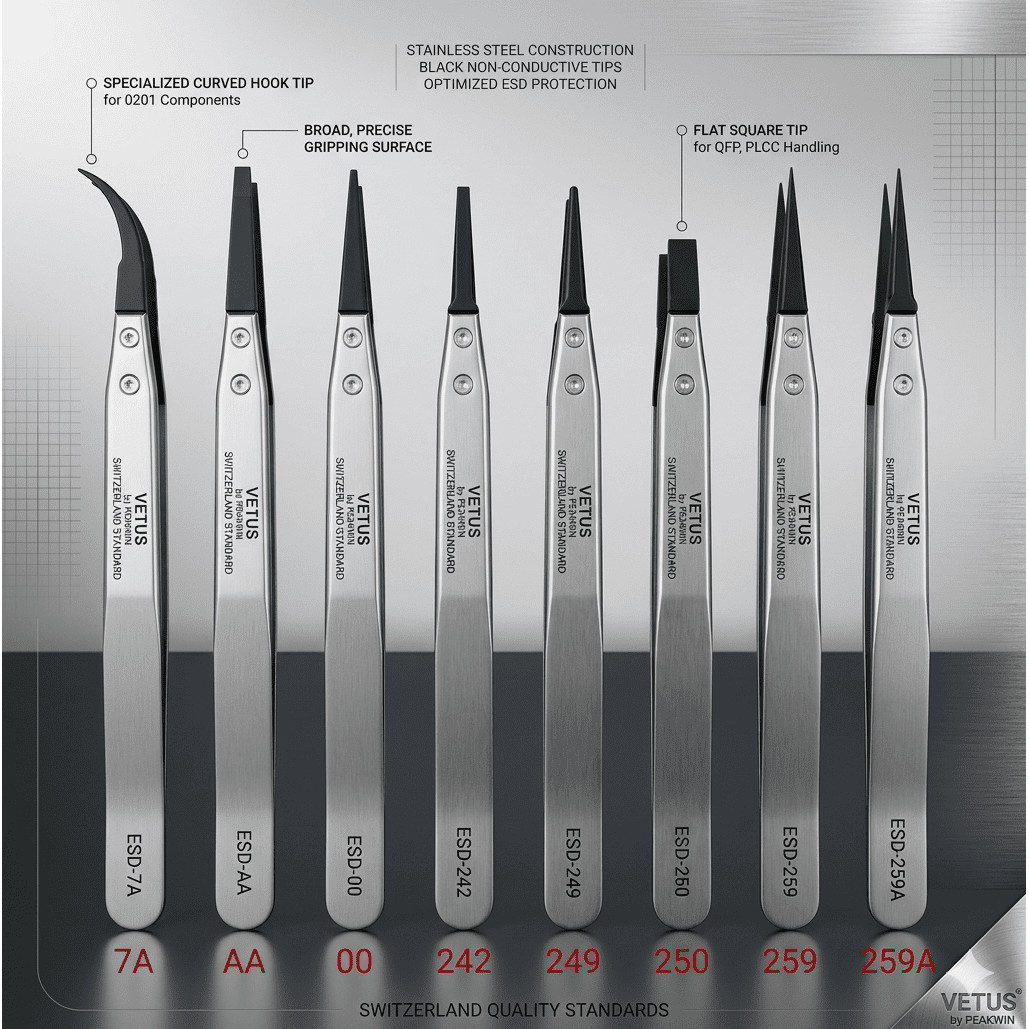 Vetus Plastic tweezers ESD-250 251 7A 249 242 259 259A 259C 00 2A(AA)