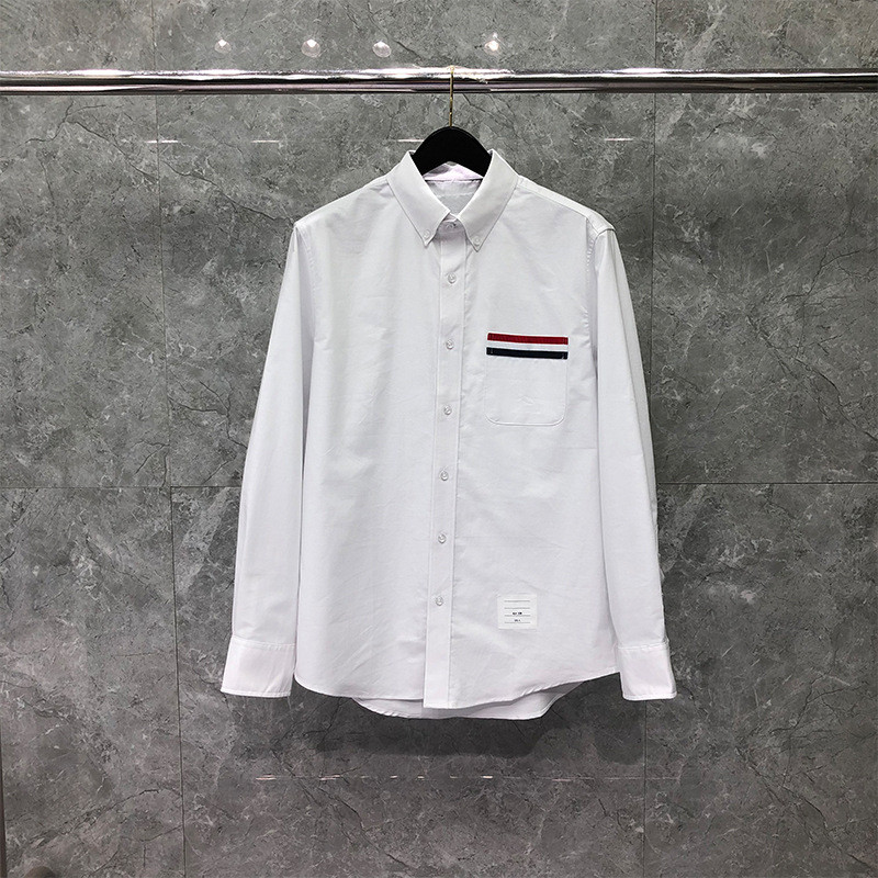 8UHZ thombrowne Casual trendy Japanese-style stylish white loose long-sleeve outerwear shirt