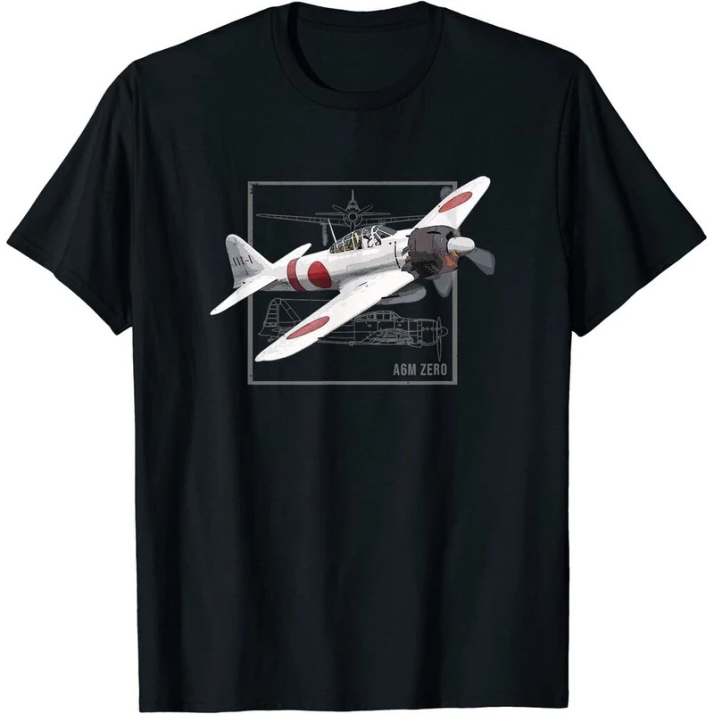 เสื้อยืด Mitsubishi A6M Zero WWII Fighter Plane Graphic หลายสีให้เลือก หลายไซส์ S-5XL