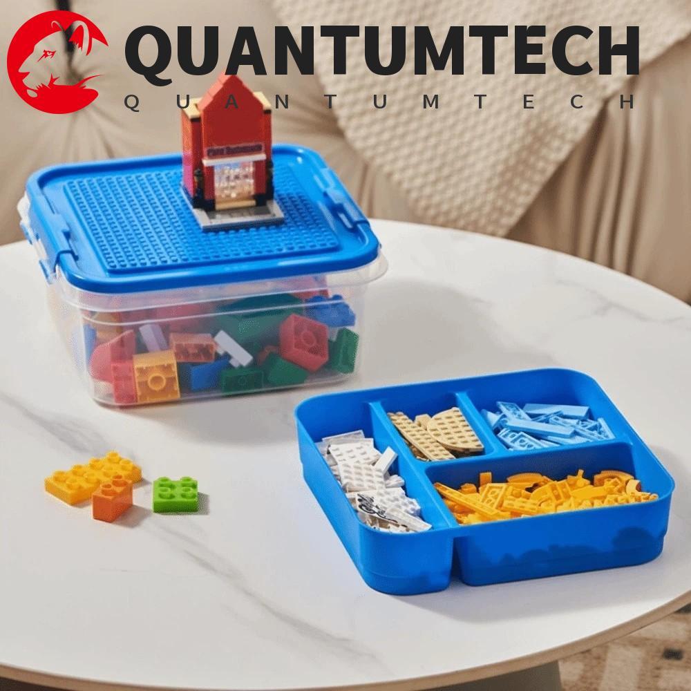 QUANTUMTECH Building Blocks กล่องเก็บของ, Stackable โปร่งใสของเล่นเด็ก Organizer,ขนาดใหญ่ความจุ Double-layer Storage Multi-Compartment กันฝุ่นผู้ถืออนุภาค Part Sort