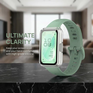 สายนาฬิกาซิลิโคน + เคส PC for Huawei Band 11 / 11 Pro สายรัดเปลี่ยนได้ พร้อมฟิล์มกระจกนิรภัย อุปกรณ์เสริมสมาร์ทแบนด์