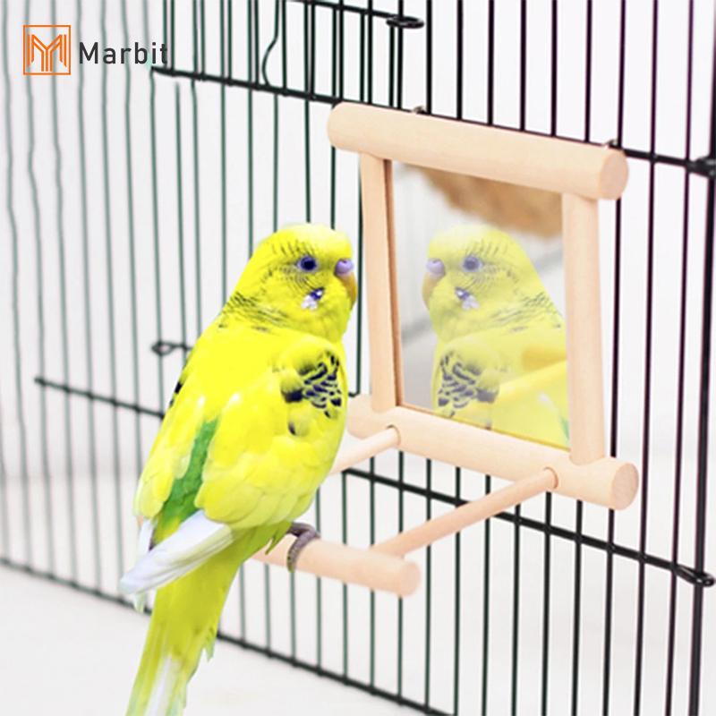 Marbit Bird Mirror พร้อม Perch Bird Perch กระจกของเล่นขาตั้งนกของเล่น Coatiels Cage null