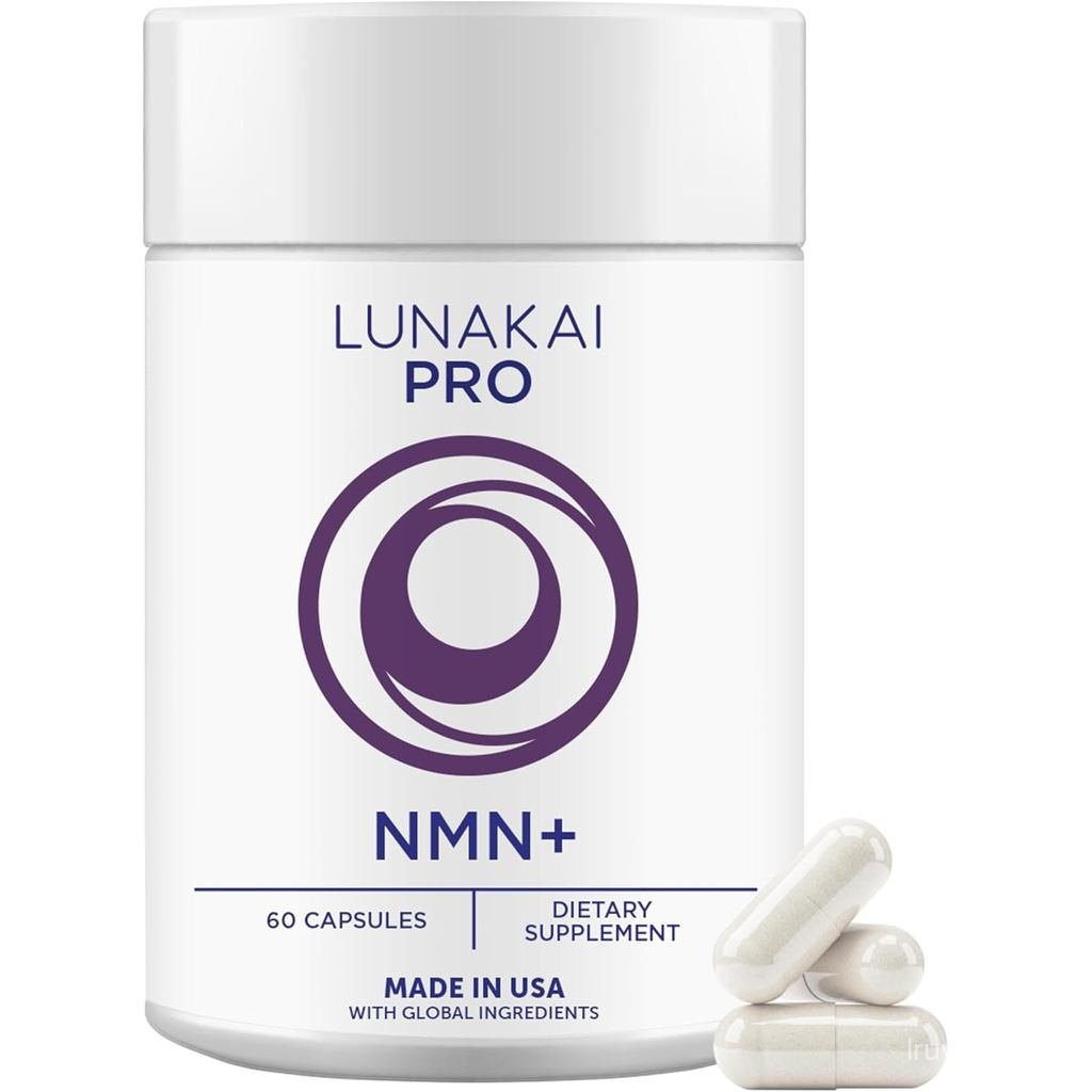 Lunakai PRO USA Made NMN อาหารเสริม 500 มก. 6-in-1 พร้อม TMG & Resveratrol 98% - NAD+ และ Energy Sup