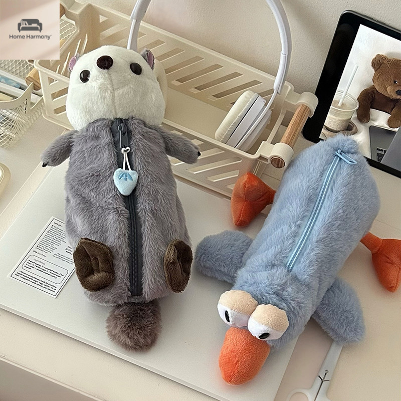 🐾กระเป๋าใส่ดินสอตุ๊กตาขนนุ่ม🥰 สไตล์โคเรียน่ารัก soft plush pencil case for student📒 A00168