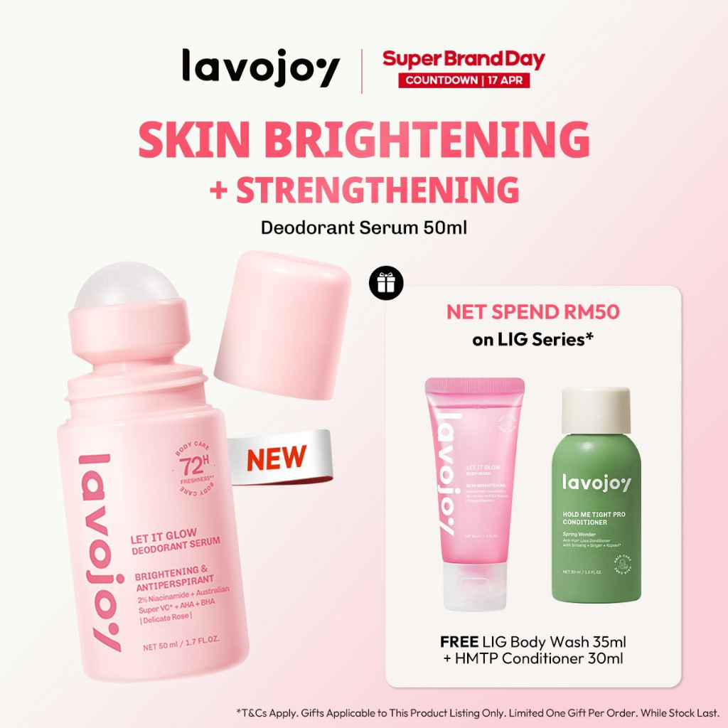 [ใหม่] lavojoy Let It Glow Deodorant 50ml กลิ่นหอมติดทนนานและเหนียวเหนอะหนะ