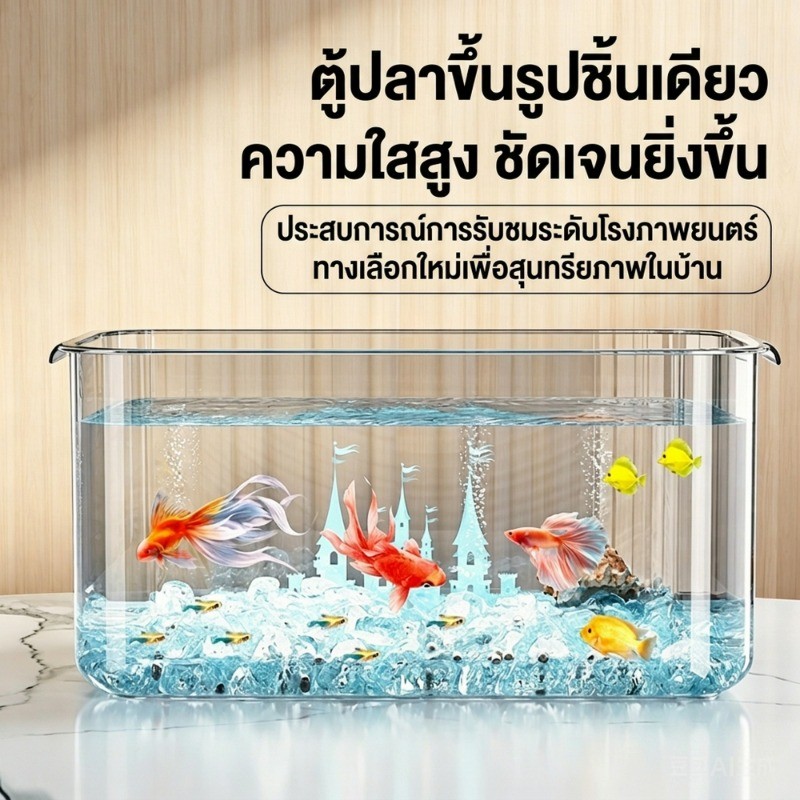 ตู้ปลาพลาสติก ตู้ปลาตั้งโต๊ะ ทำความสะอาดง่าย ดูได้ 360 องศา เลี้ยงปลากัด ไม่แตก และ มีความโปร่งใสเหมือน4K