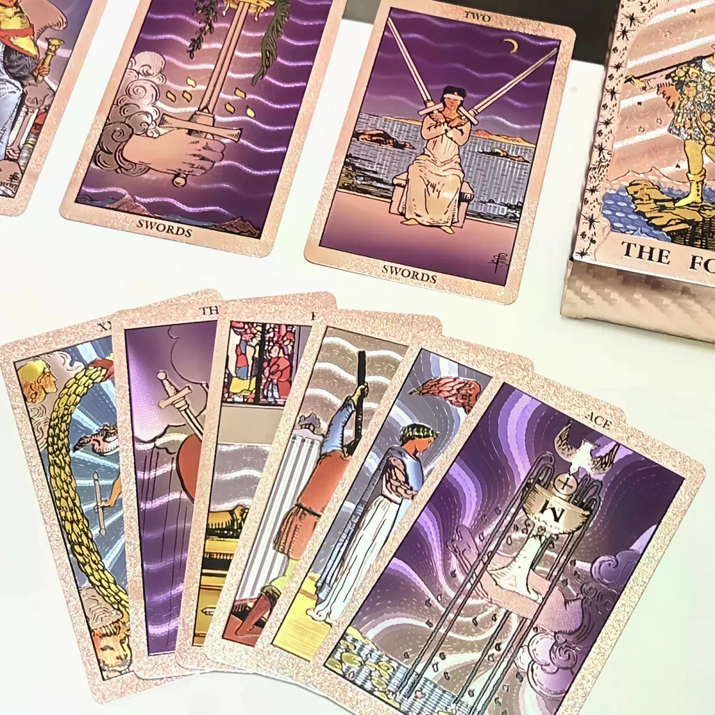 Rose Gold & Black Gold Tarot Cards Deck กันน้ําการ์ดทํานายพร้อมสมุดคู่มือภาษาอังกฤษสําหรับผู้ที่ชื่นชอบการทํานาย