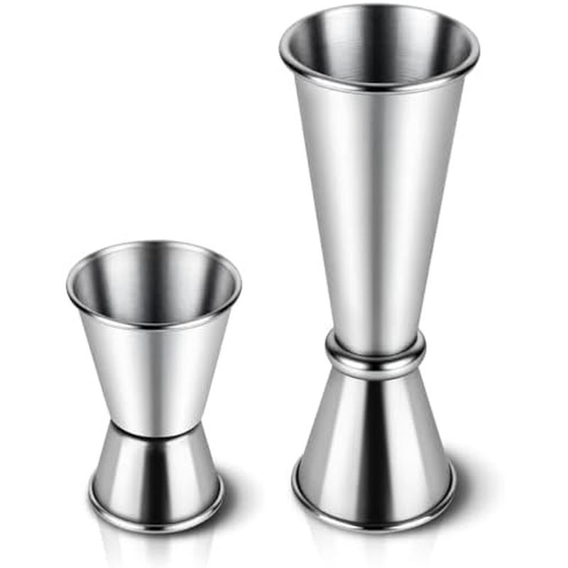 2-Pack Cocktail Jiggers Set, Japanese Premium 304 Stainless Steel Jigger for Bartending, Professiona