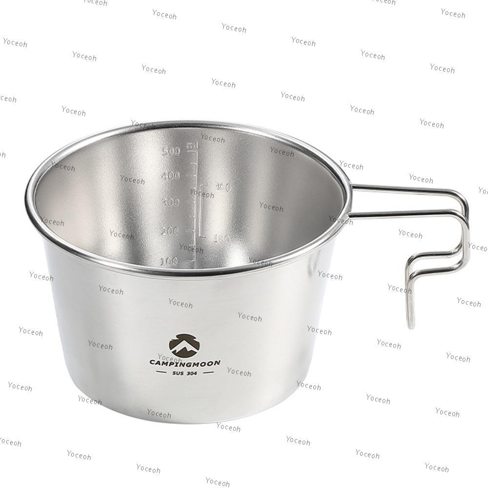 YOCEOH Sierra Cup, With Handle Silver Stainless Steel Sierra Cup ทนทาน 600ml/20.29oz Deep Sierra Cup