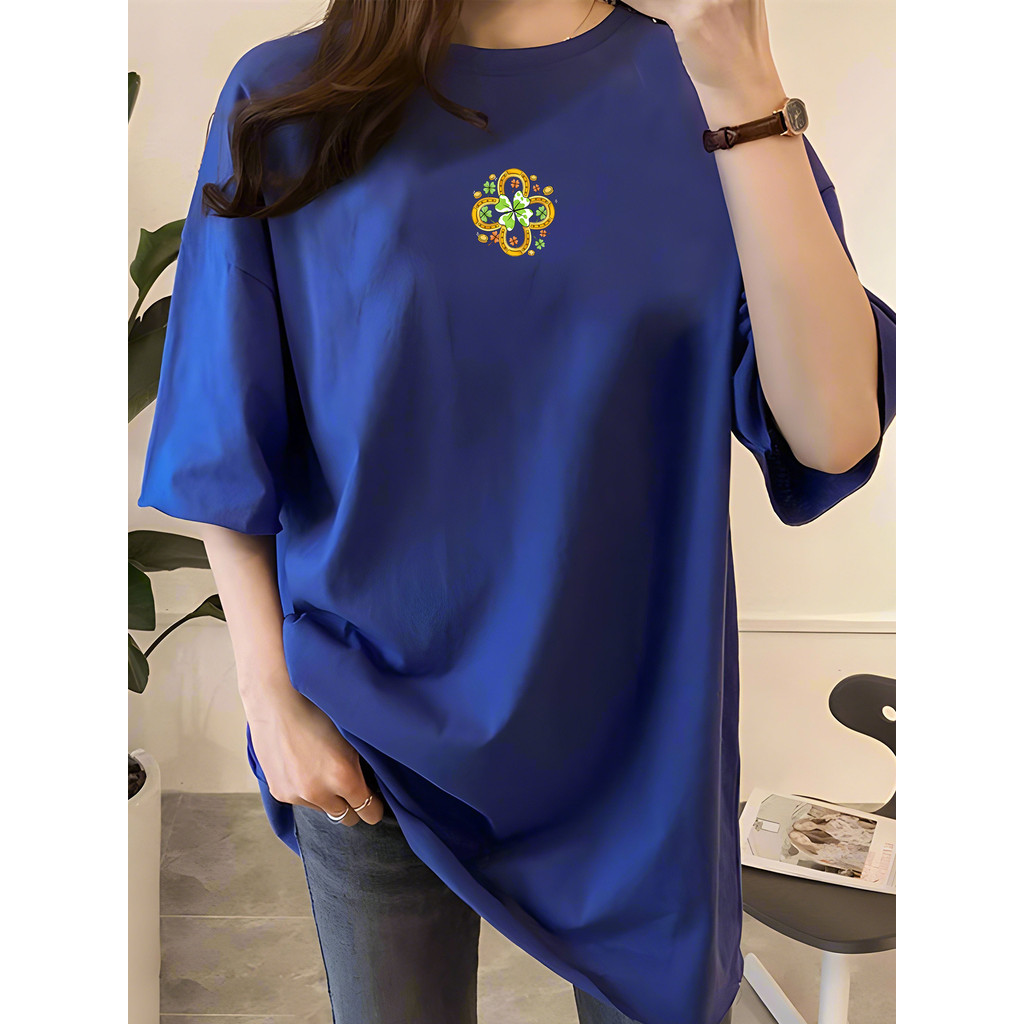 2Q3115 Tshirt ผู้หญิง Plus ขนาดเสื้อผ้า T เสื้อ Crop Top เสื้อยืดผู้หญิงเสื้อรอบคอ