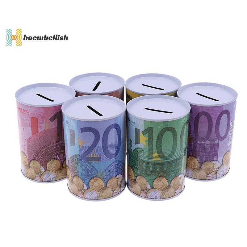 <Hembellish> Euro Dollar Money Box Safe กระบอก Piggy Bank Bank Bank Banks สําหรับเหรียญเงินฝากกล่องไ