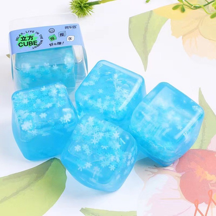 ของเล่นบีบอัด หยิกน้ําลูกบาศก์ท้องฟ้าเต็มไปด้วยดวงดาวก้อนน้ําแข็งฟื้นตัวช้า