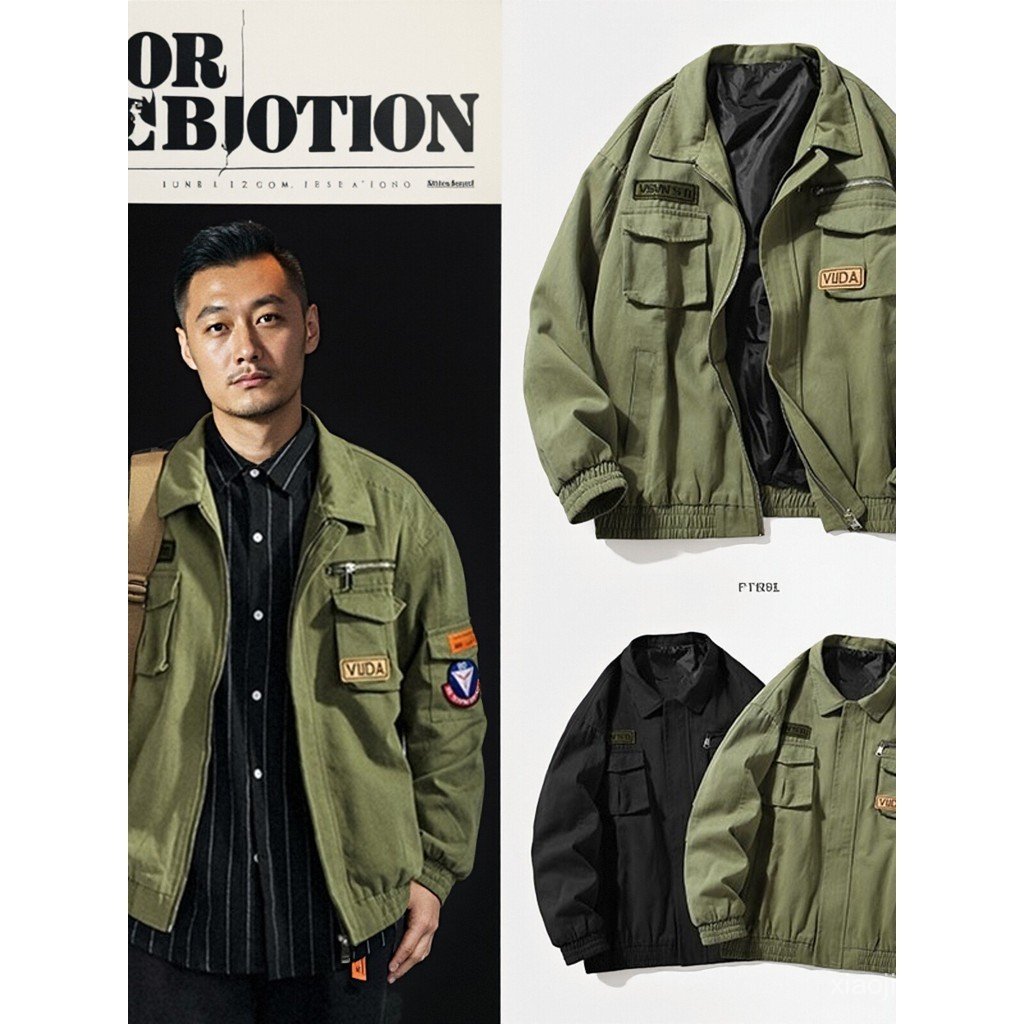 Workwear Shawn Yue Flight Jacket แจ็คเก็ต MA1 สไตล์สมาร์ทสำหรับผู้ชาย สวมใส่ง่ายและเหมาะสมในฤดูกาลใบ