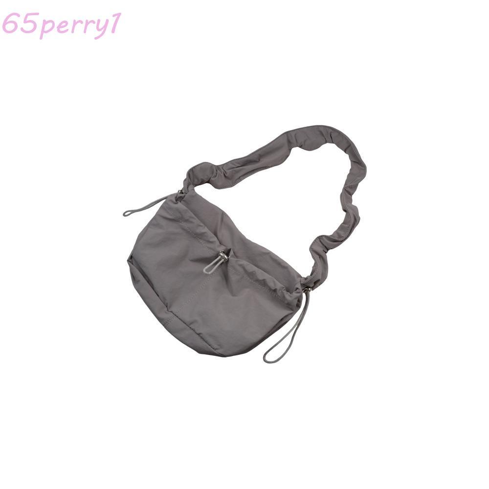PERRY1 กระเป๋าสะพายจีบ, Drawstring Y2K Cloud Crossbody Bag, Vintage Korean Style Balletcore Large Ca