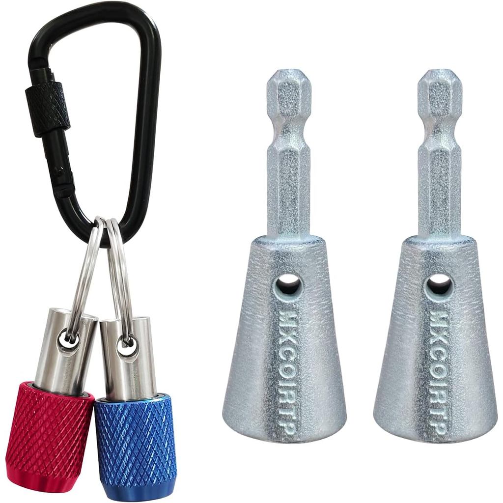 2PCS ลวด Twister เครื่องมือสําหรับเจาะผู้ถือบิตชุดพวงกุญแจ, 1/4 "Hex Shank เจาะลวด Twister, Wire Nut