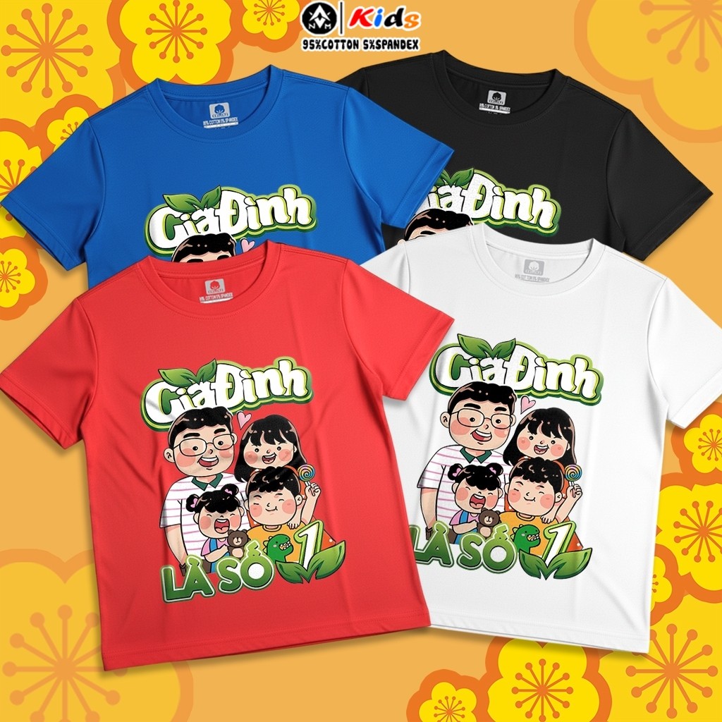 FAMILY IS NUMBER 1 เสื้อยืดผ้าฝ้ายแท้ เท่ ยืด 4 ทิศทาง ขนาดตั้งแต่ 7kg ถึง 60kg