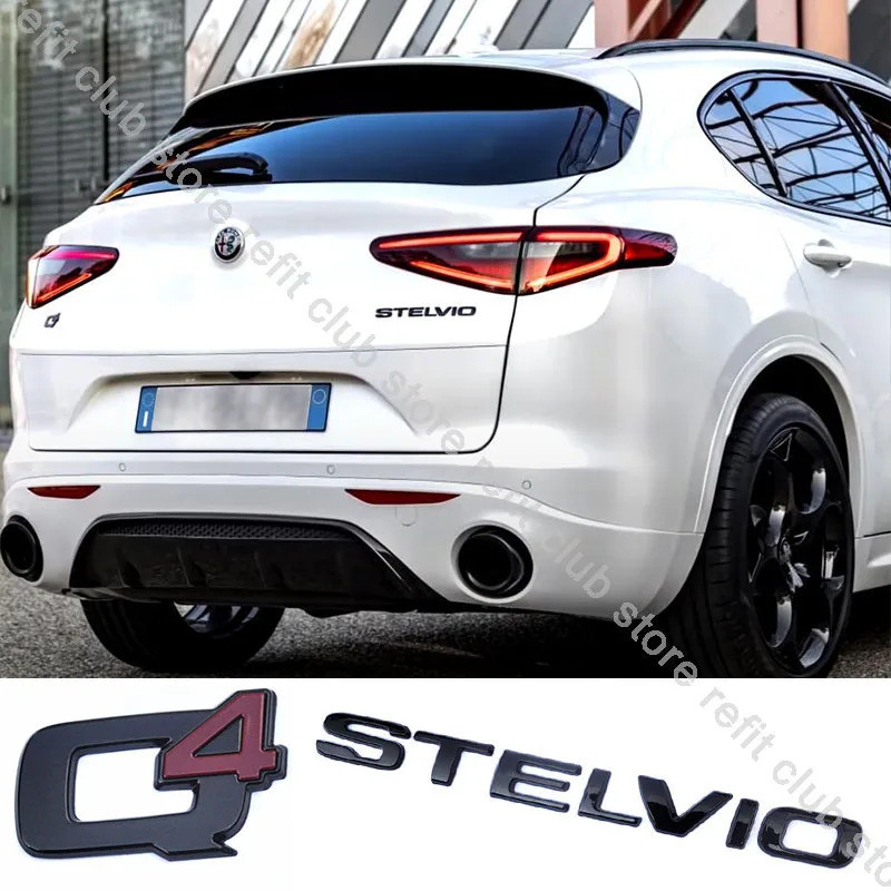 Black Q4 STELVIO Sticker Car Tail LOGO Styling Emblem Stickers for Alfa Romeo Giulia Stelvio Modific