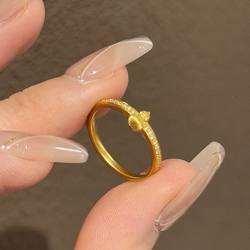 Fu Luyuan Brushed Gourd Ring 2025 ใหม่สไตล์จีนกํามะหยี่ขนาดเล็ก Golden Gourd แหวน IBTB