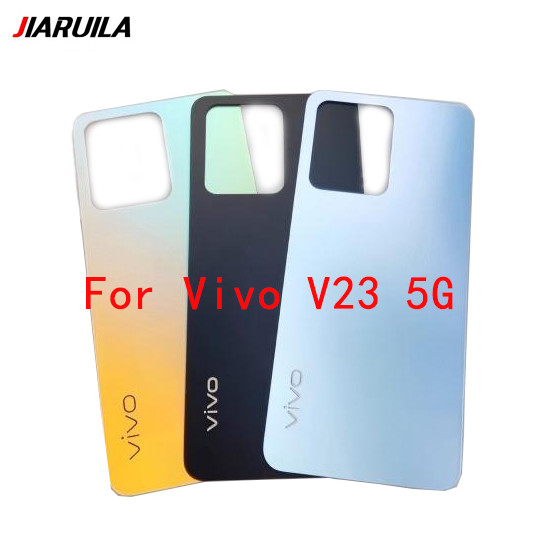 สําหรับ Vivo V23 5G ฝาหลังกระจกแบตเตอรี่ประตูพร้อมสติกเกอร์กาว + LOGO