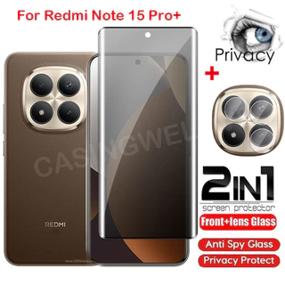 ป้องกันหน้าจอสําหรับ Redmi หมายเหตุ 15 Pro + Pro Plus 5G 4G 2025 Spyproof Anti-Spy ความเป็นส่วนตัวเต็มโค้งความเป็นส่วนตัวกระจกนิรภัยกล้องเลนส์ฟิล์ม