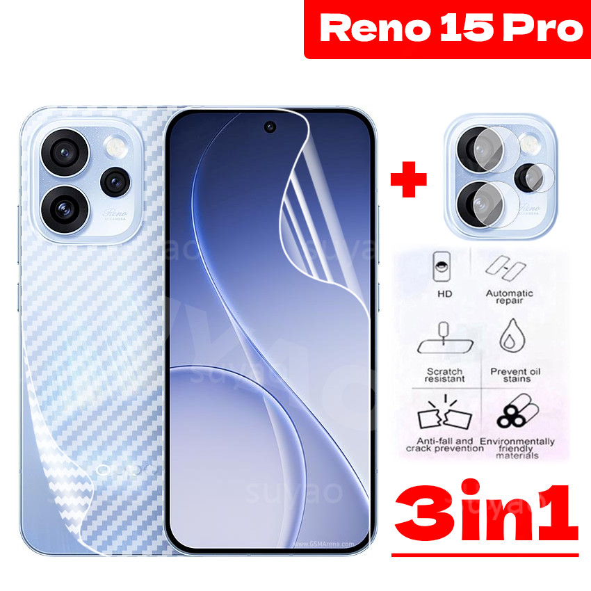 สําหรับOppo Reno 16 15 Pro Max 15F 2026 ฟิล์มไฮโดรเจลด้านหน้าโทรศัพท์กลับฟิล์มคาร์บอนไฟเบอร์เลนส์กล้องReno15F Reno15ProMax Clear Screen Protectorนุ่มไฮดรอลิกป้องกันคลุมทั้งหมด
