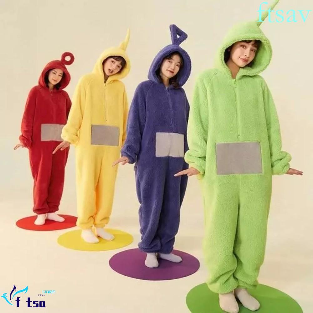 ชุดนอนคอสเพลย์ Teletubbies สำหรับเด็ก ขนแกะปะการังและลายการ์ตูน Tinky Winky & Laa-Laa