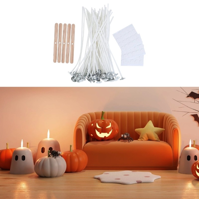 YU 100 Wick 60Candle Wick Sticker 5 Wick Holders สําหรับ Soy Waxes