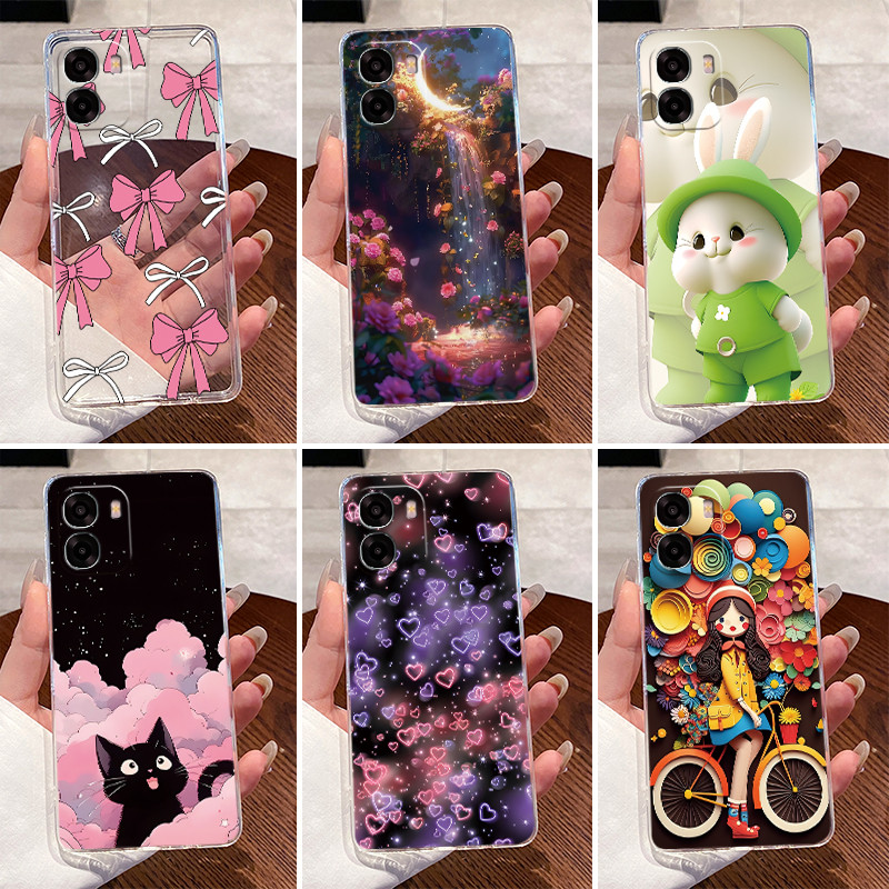สําหรับOppo A6X 6 A6 OppoA6 OppoA6X 4G 5Gซิลิโคนใสเคสโทรศัพท์หรูหราน่ารักรักกระต่ายตลกการ์ตูนปกหลังปลอกนุ่ม