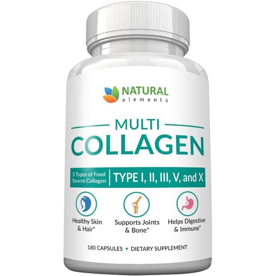 Multi Collagen 180 Protein Capsules - Type I, II, III, V, X Collagen Pills - Propr Dietary Blend of 