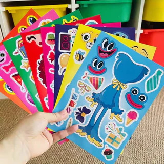 8 ชิ้น Poppy Playtime สติกเกอร์ปริศนาน่ารัก Little Monster DIY สติกเกอร์ใบหน้า Make A Face Snow White Mermaid เด็กเกมจิ๊กซอว์ PartyGirls ของขวัญ