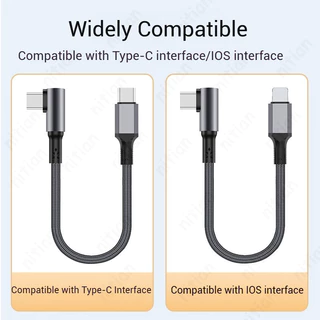 0.2 เมตร/0.5 เมตรข้อศอกคู่ USB ถึง Type C สายเคเบิลข้อมูลสั้น 6A 60W Fast Charging แบบพกพา Power Bank สายชาร์จโทรศัพท์สําหรับ IOS/Type C