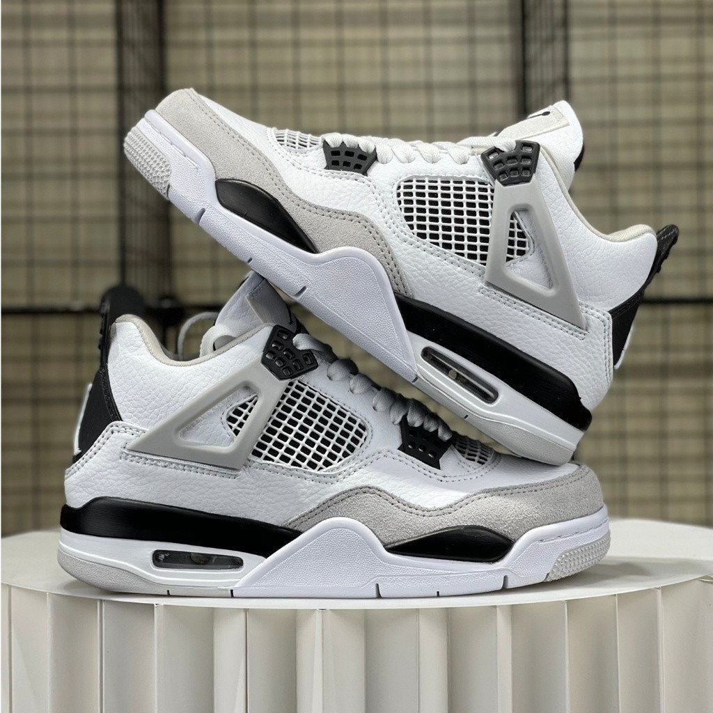 Nike Air Jordan 4 AJ4 "Military Black" รองเท้ากีฬาลําลองบาสเก็ตบอลคุณภาพสูงสําหรับผู้ชายและผู้หญิง